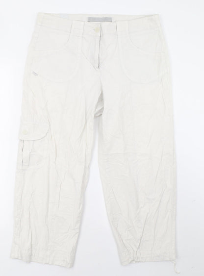 Womens UK Size 16 ZERRES Regular Fit Cropped White Trousers