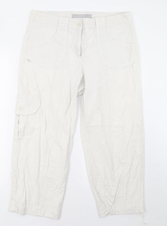 Womens UK Size 16 ZERRES Regular Fit Cropped White Trousers