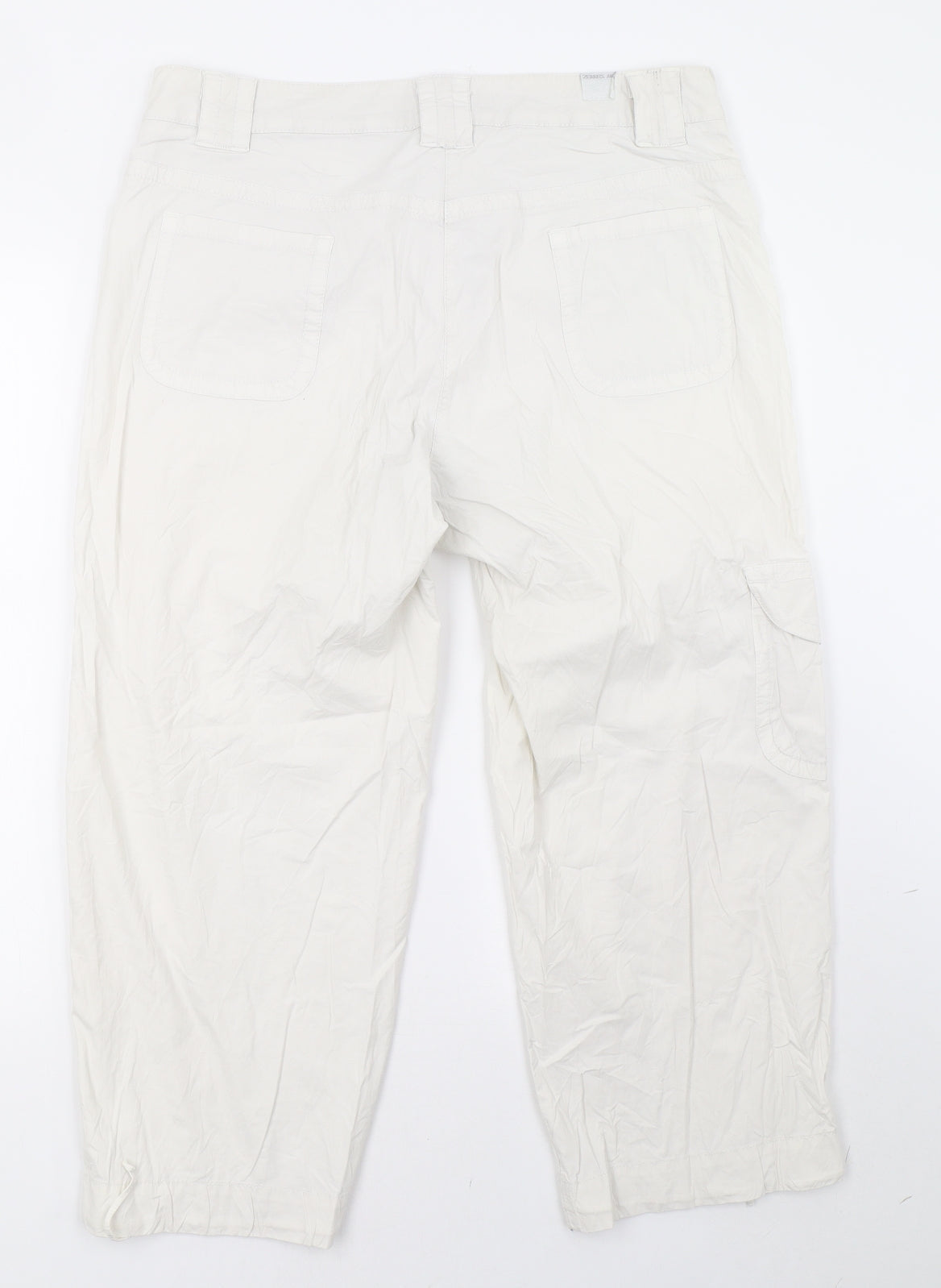 Womens UK Size 16 ZERRES Regular Fit Cropped White Trousers