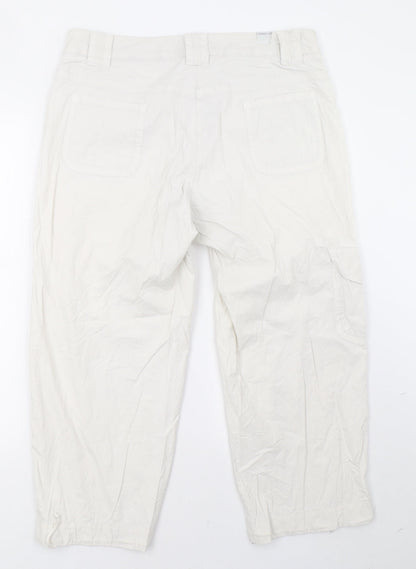 Womens UK Size 16 ZERRES Regular Fit Cropped White Trousers