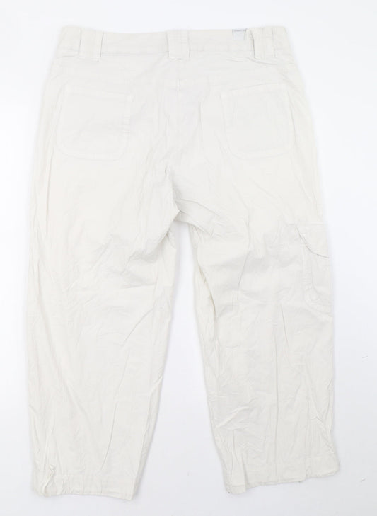 Womens UK Size 16 ZERRES Regular Fit Cropped White Trousers