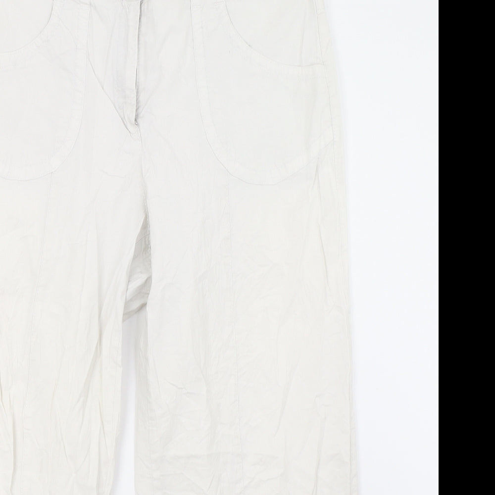 Womens UK Size 16 ZERRES Regular Fit Cropped White Trousers