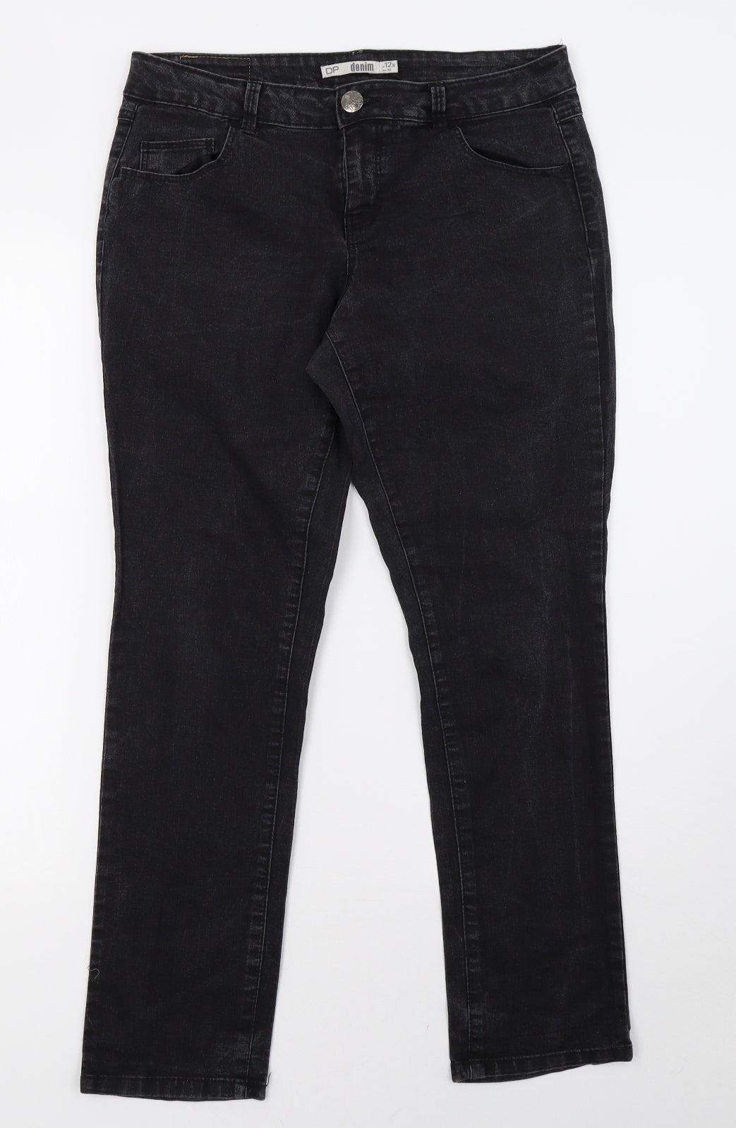 Dorothy Perkins Womens Black  Denim Straight Jeans Size 12 L28 in