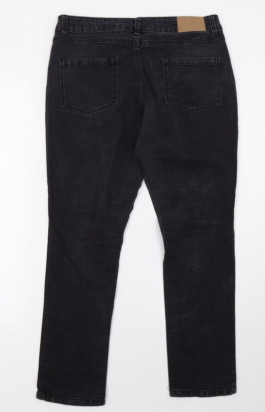 Dorothy Perkins Womens Black  Denim Straight Jeans Size 12 L28 in