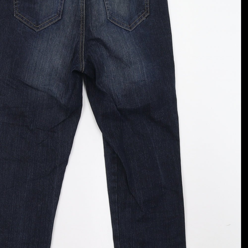 Womens UK Size 28 Preworn Regular Fit Cropped Blue Jeans