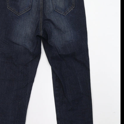Womens UK Size 28 Preworn Regular Fit Cropped Blue Jeans