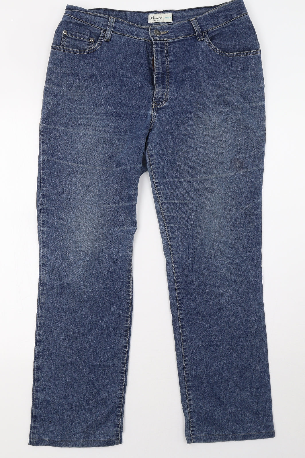 Pioneer Womens Blue  Denim Straight Jeans Size 32 L29 in