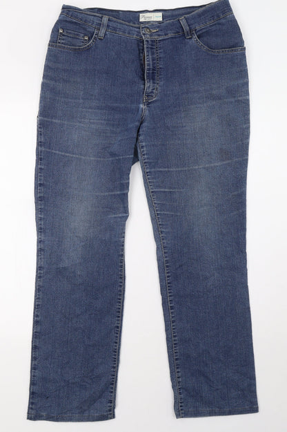 Pioneer Womens Blue  Denim Straight Jeans Size 32 L29 in