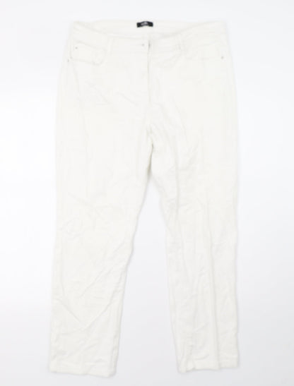 Womens UK Size 14 Wallis Regular Fit Straight White Jeans