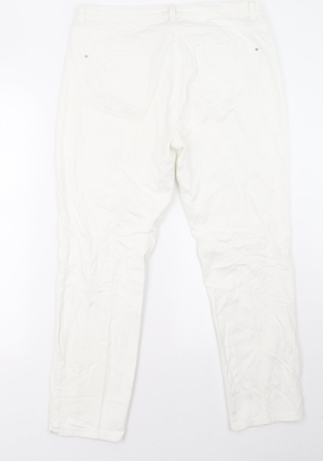 Womens UK Size 14 Wallis Regular Fit Straight White Jeans