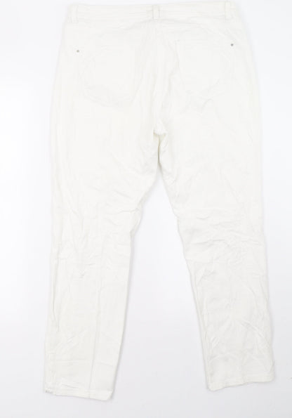 Womens UK Size 14 Wallis Regular Fit Straight White Jeans