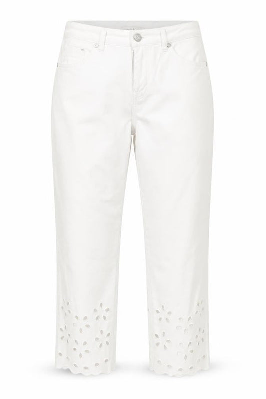 Front view of Kaleidoscope women’s white denim straight jeans, size UK 12, 24-inch leg