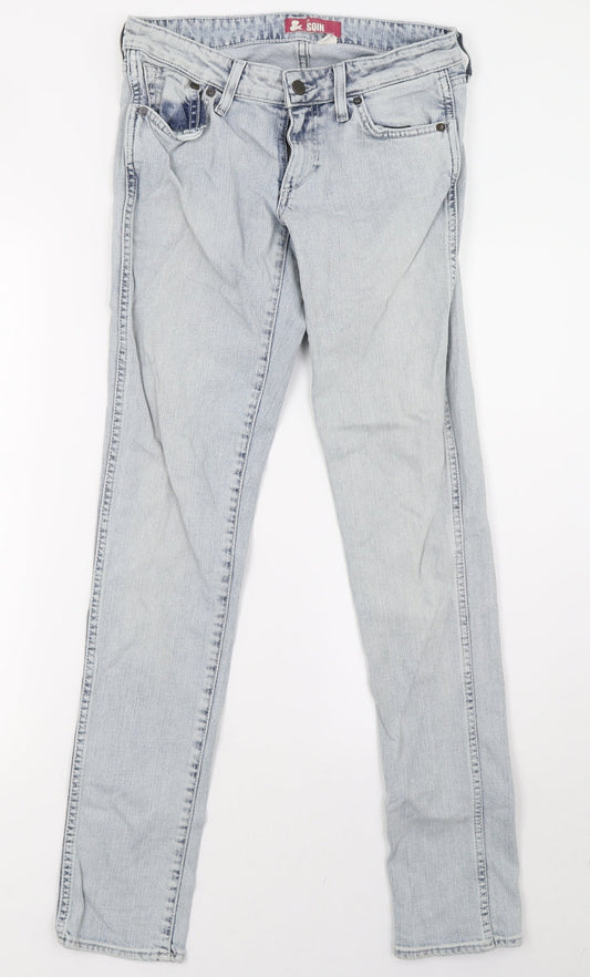 Womens UK Size 10 sqin Regular Fit Straight Blue Jeans