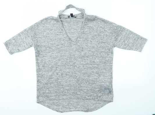 Womens UK Size S New Look Grey Basic Blouse