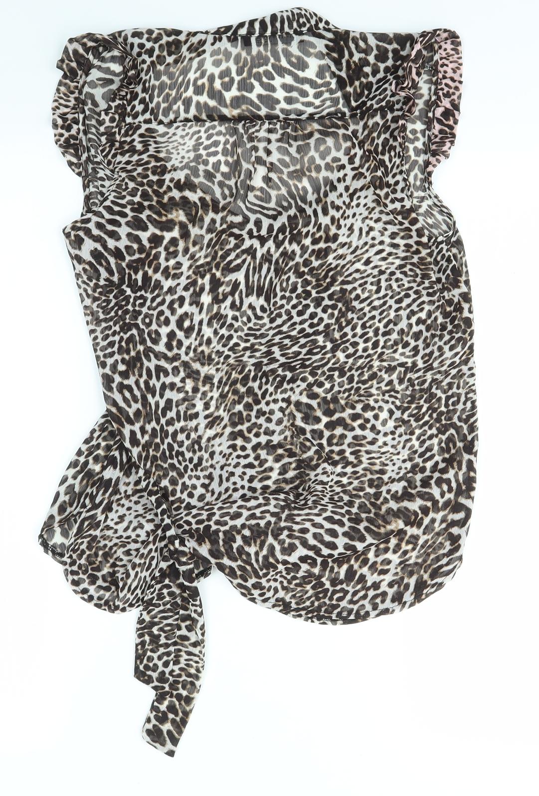 Primark Womens Brown Animal Print  Basic Blouse Size 8