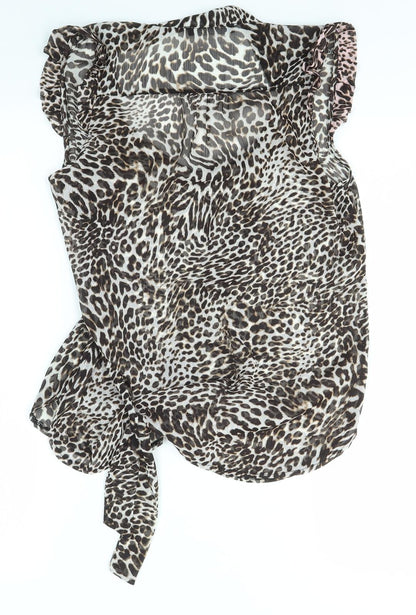 Primark Womens Brown Animal Print  Basic Blouse Size 8