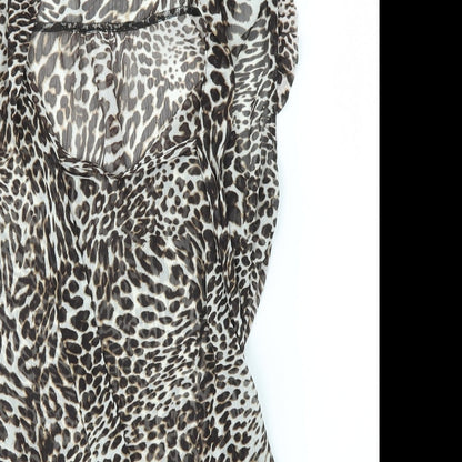 Primark Womens Brown Animal Print  Basic Blouse Size 8