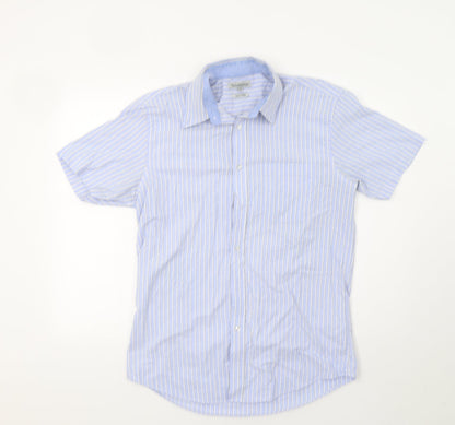 Taylor & Wright Mens Blue Striped   Button-Up Size 16
