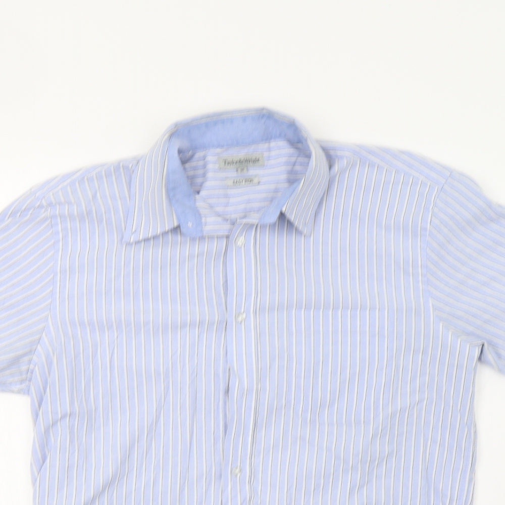 Taylor & Wright Mens Blue Striped   Button-Up Size 16