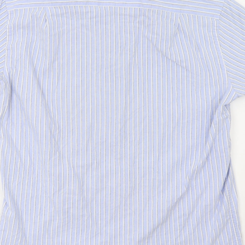 Taylor & Wright Mens Blue Striped   Button-Up Size 16