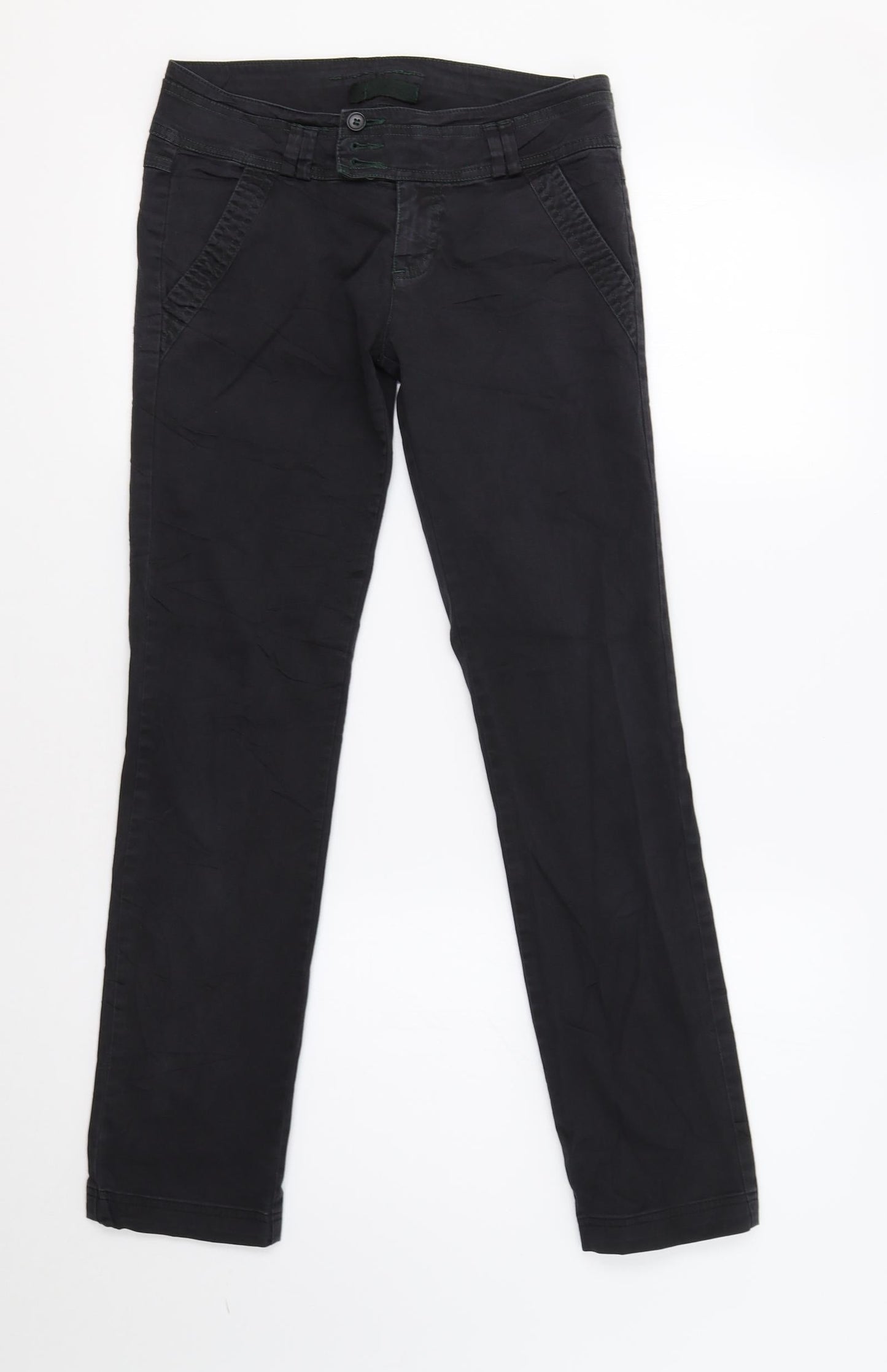Womens UK Size 8 Preworn Regular Fit  Black Trousers