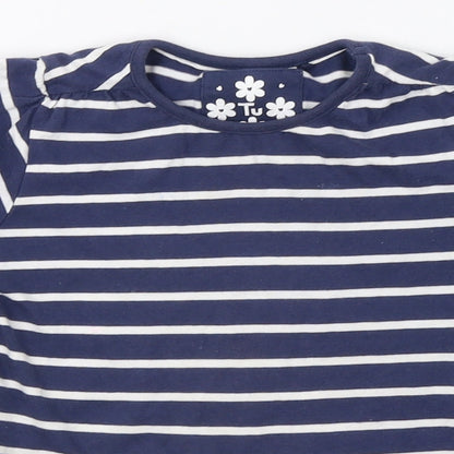 RTu Girls Blue Striped  Basic T-Shirt Size 6 Years