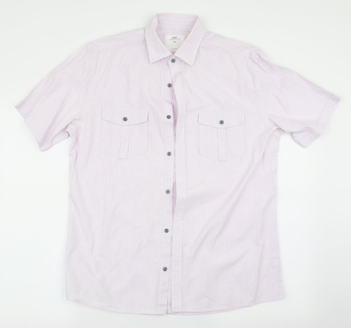 Mens UK Size M NEXT Pink  Button-Up Short Sleeve Casual Shirt