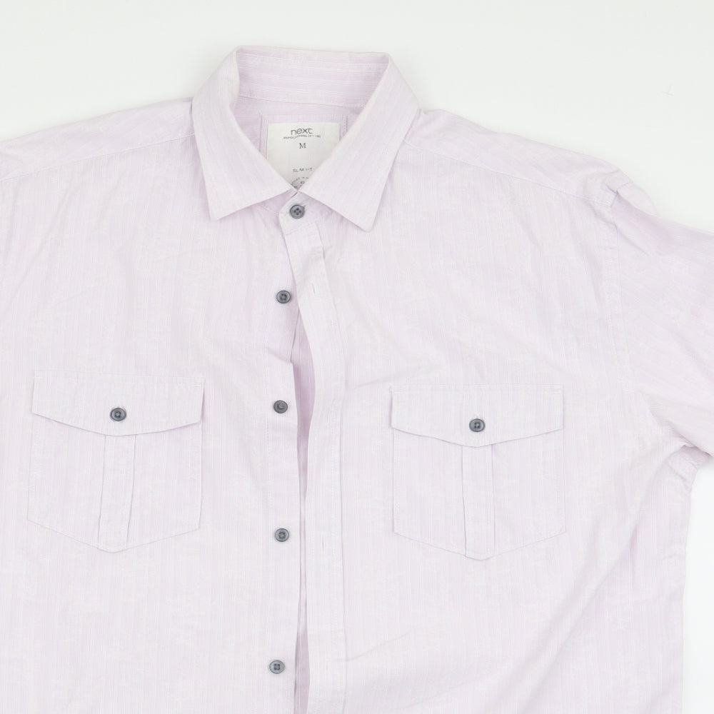 Mens UK Size M NEXT Pink  Button-Up Short Sleeve Casual Shirt