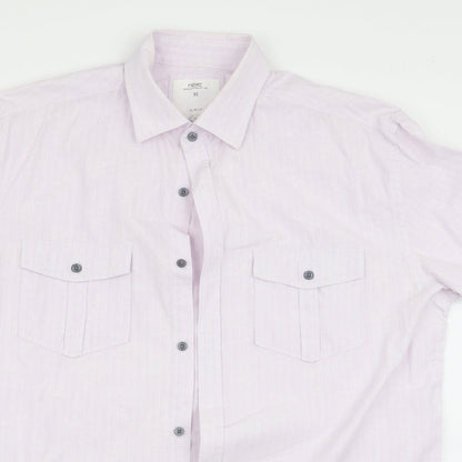 Mens UK Size M NEXT Pink  Button-Up Short Sleeve Casual Shirt