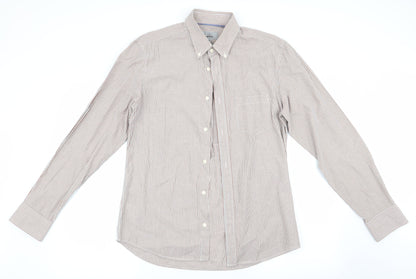 Mens UK Size M marks and# Brown  Button-Up Long Sleeve Casual Shirt