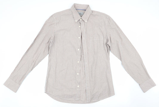 Mens UK Size M marks and# Brown  Button-Up Long Sleeve Casual Shirt