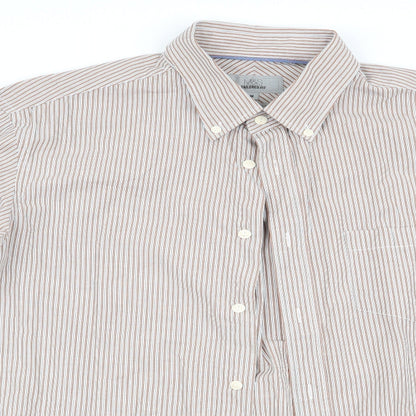 Mens UK Size M marks and# Brown  Button-Up Long Sleeve Casual Shirt