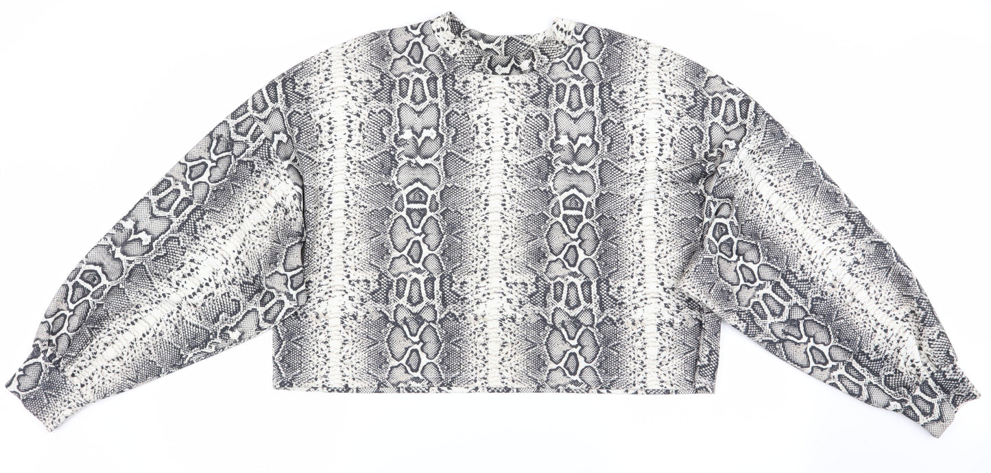 Bershka Womens Beige Animal Print  Pullover Jumper Size 8