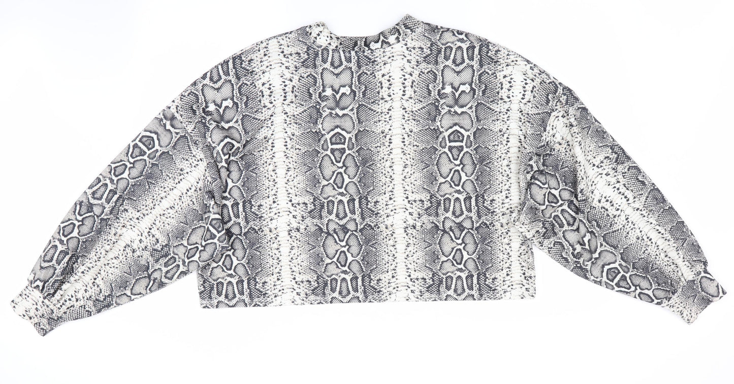 Bershka Womens Beige Animal Print  Pullover Jumper Size 8