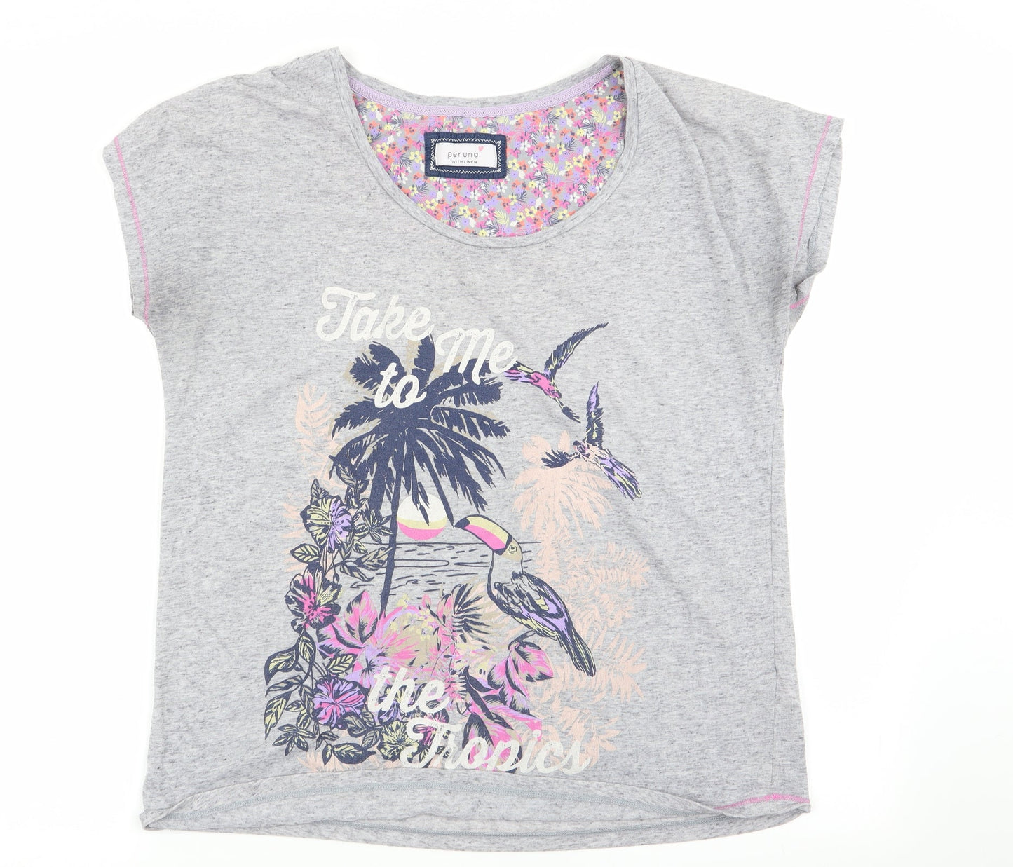 Womens UK Size 14 Per Una Grey Basic T-Shirt