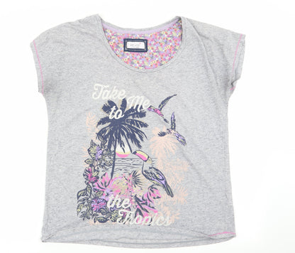 Womens UK Size 14 Per Una Grey Basic T-Shirt