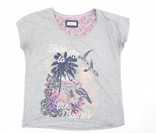 Per Una Womens Grey   Basic T-Shirt Size 14  - Take me to the tropics
