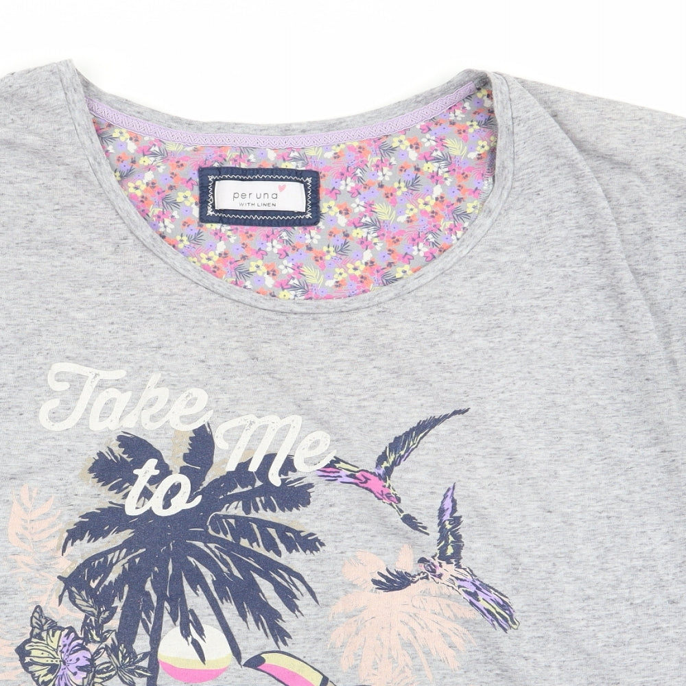 Womens UK Size 14 Per Una Grey Basic T-Shirt
