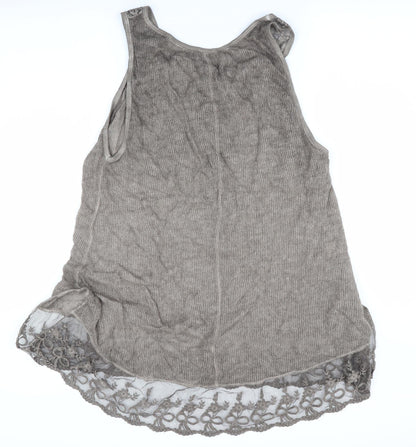 Preworn Womens Beige   Tunic Jumper   - Lace Trim