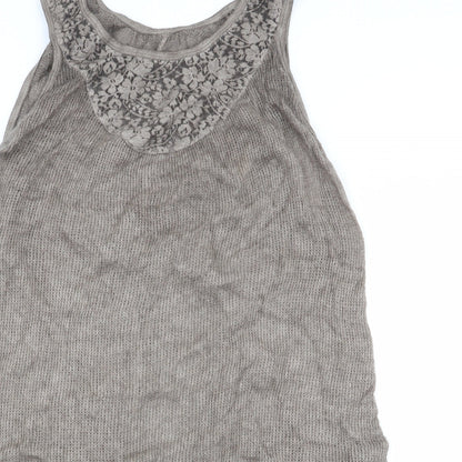 Preworn Womens Beige   Tunic Jumper   - Lace Trim