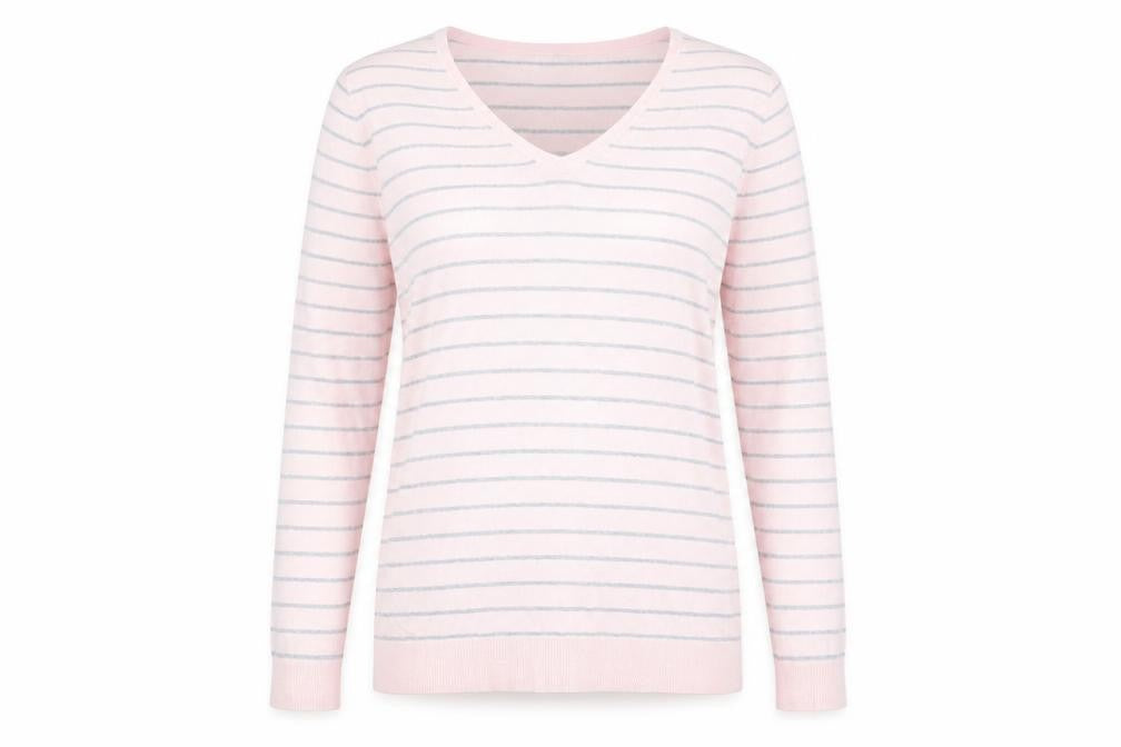 C&C The Basics Womens Pink Striped  Pullover Jumper Size XL