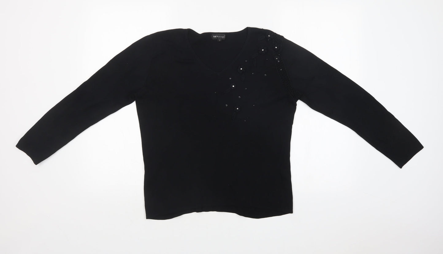 Womens UK Size  SKY DESIGNS Black Basic T-Shirt