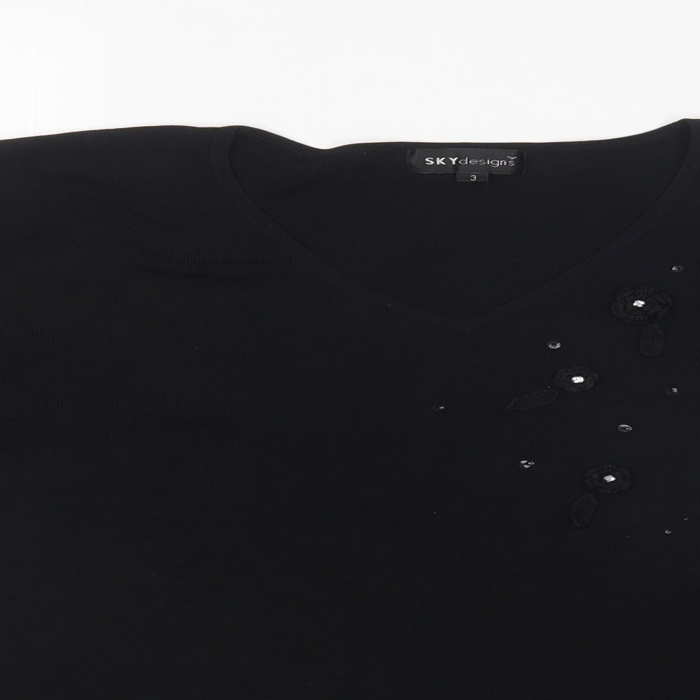 Womens UK Size  SKY DESIGNS Black Basic T-Shirt