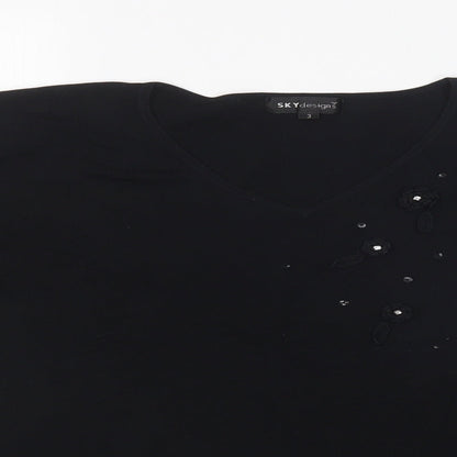 Womens UK Size  SKY DESIGNS Black Basic T-Shirt
