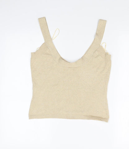 Womens UK Size 14 POMODORO Gold Basic Tank