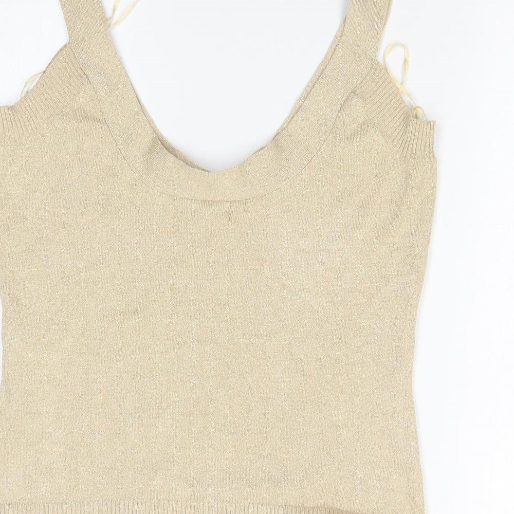 Womens UK Size 14 POMODORO Gold Basic Tank
