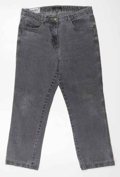 IN TOWN Womens Grey   Straight Jeans Size 32 in L24 in