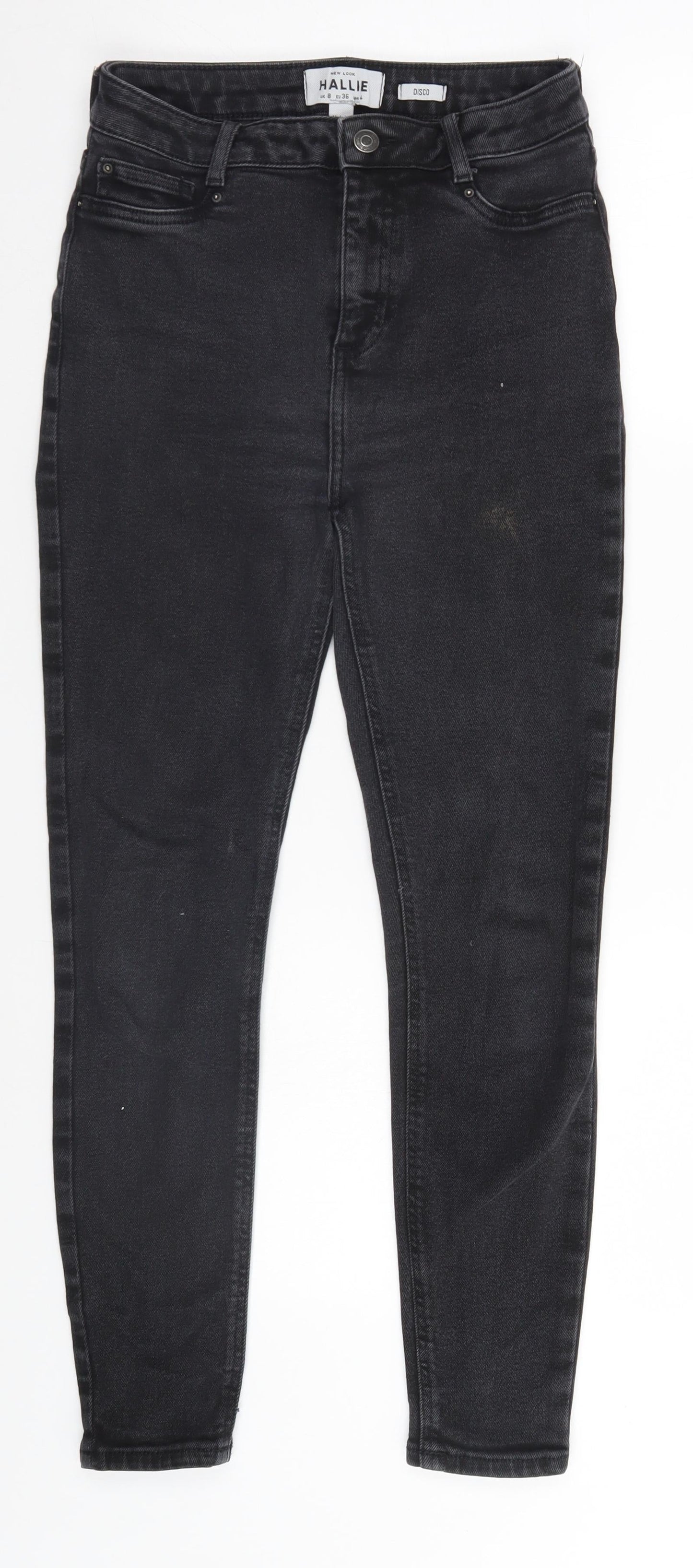 Womens UK Size 8 Disco Regular Fit Straight Black Jeans