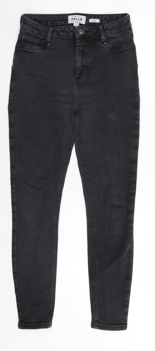 Womens UK Size 8 Disco Regular Fit Straight Black Jeans