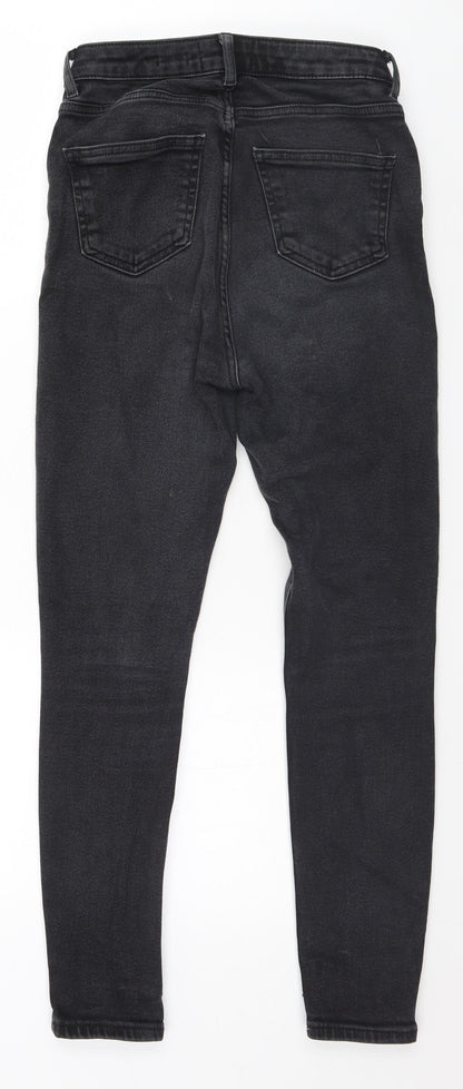 Womens UK Size 8 Disco Regular Fit Straight Black Jeans